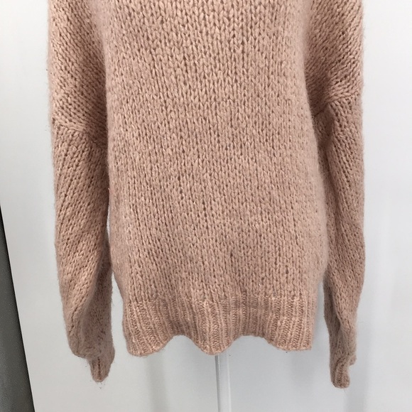 Zara Knit Sweater Womens Small Blush Pink Knit Acrylic Pullover Cozy Mohair Wool - Picture 4 of 14